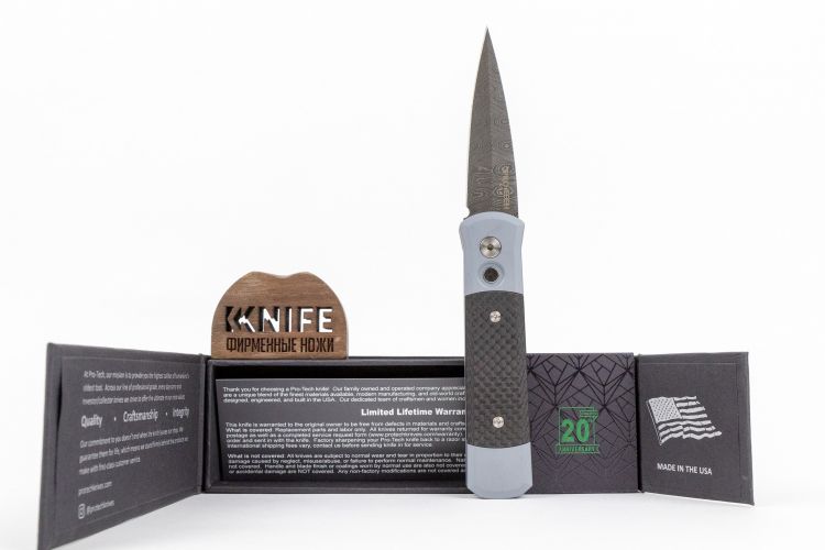 Нож "Godson" Damascus Gray Aluminum / Carbon 700CF-DAM от Pro-Tech фото 1 &mdash; Kknife