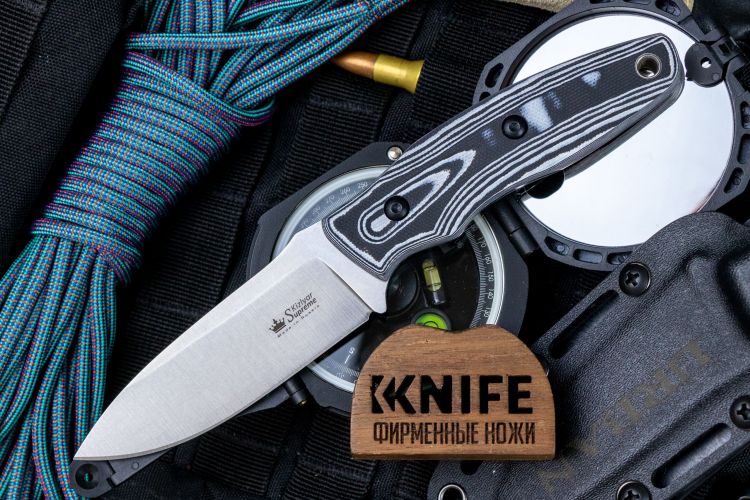 Нож "Urban" AUS-8 Flat Grind Stonewash Black/White G-10 от Kizlyar Supreme фото 1 &mdash; Kknife
