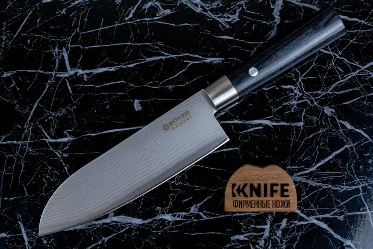 Нож кухонный Сантоку "Santoku" Damascus Pakka Wood 130417DAM от Boker Manufaktur Solingen фото 1 &mdash; Kknife